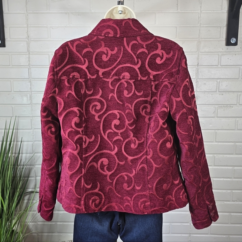 Croft And Barrow Red Patterned Jacket Button Up Medium - Picture 5 of 12